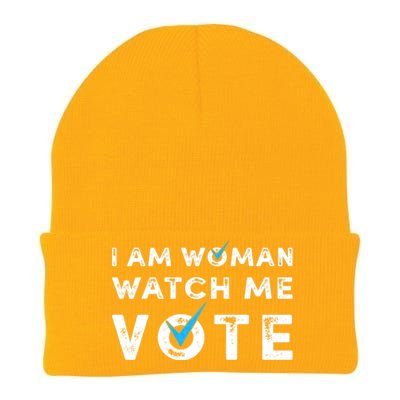 I Am Woman Watch Me Vote Vintage Knit Cap Winter Beanie