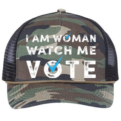 I Am Woman Watch Me Vote Vintage Retro Rope Trucker Hat Cap