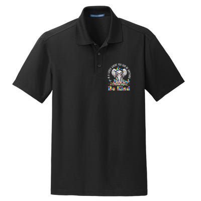 In A World Where You Can Be Anything Be Kind Autism Elephant Dry Zone Grid Polo