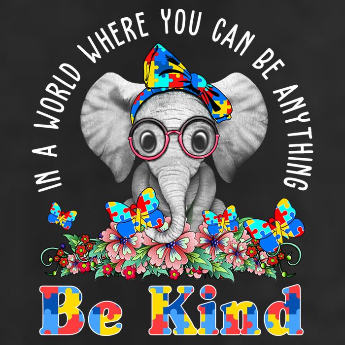 In A World Where You Can Be Anything Be Kind Autism Elephant Trucker Hat