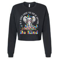 In A World Where You Can Be Anything Be Kind Autism Elephant Cropped Pullover Crew