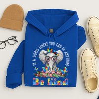 In A World Where You Can Be Anything Be Kind Autism Elephant Hoodie