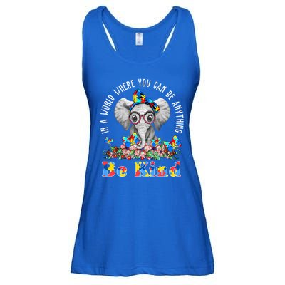 In A World Where You Can Be Anything Be Kind Autism Elephant Ladies Essential Flowy Tank