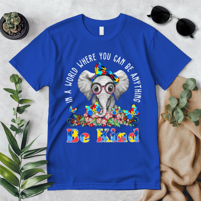 In A World Where You Can Be Anything Be Kind Autism Elephant Premium T-Shirt