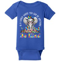 In A World Where You Can Be Anything Be Kind Autism Elephant Baby Bodysuit