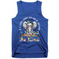 In A World Where You Can Be Anything Be Kind Autism Elephant Tank Top