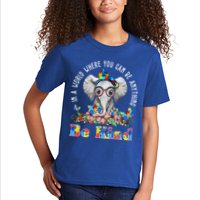 In A World Where You Can Be Anything Be Kind Autism Elephant Kids T-Shirt