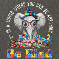 In A World Where You Can Be Anything Be Kind Autism Elephant Cotton Canvas Backpack
