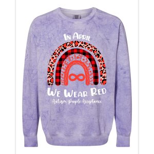 In April We Wear Red Instead Autism People Acceptance Gift Colorblast Crewneck Sweatshirt