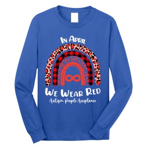 In April We Wear Red Instead Autism People Acceptance Gift Long Sleeve Shirt