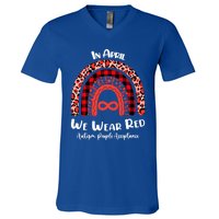 In April We Wear Red Instead Autism People Acceptance Gift V-Neck T-Shirt