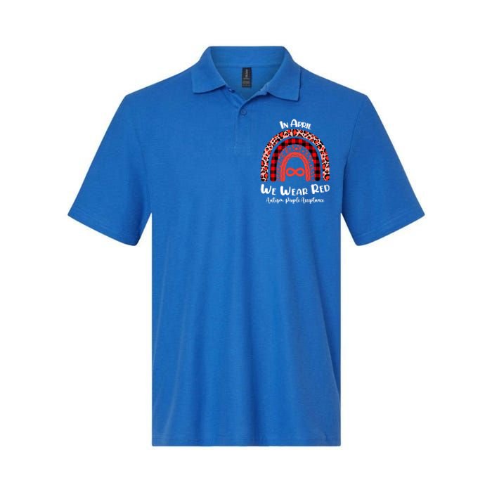 In April We Wear Red Instead Autism People Acceptance Gift Softstyle Adult Sport Polo