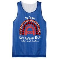 In April We Wear Red Instead Autism People Acceptance Gift Mesh Reversible Basketball Jersey Tank