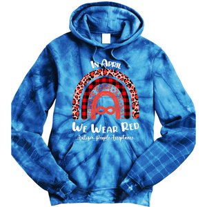 In April We Wear Red Instead Autism People Acceptance Gift Tie Dye Hoodie