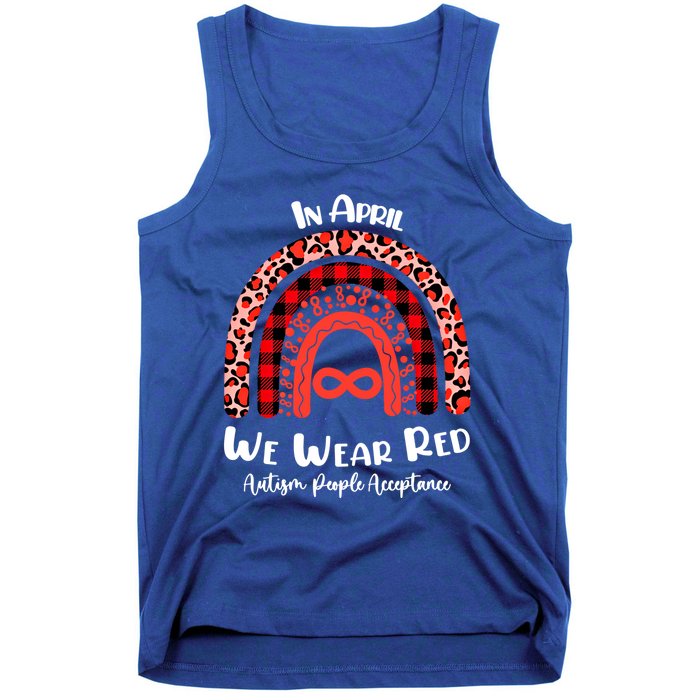 In April We Wear Red Instead Autism People Acceptance Gift Tank Top