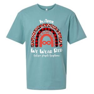 In April We Wear Red Instead Autism People Acceptance Gift Sueded Cloud Jersey T-Shirt