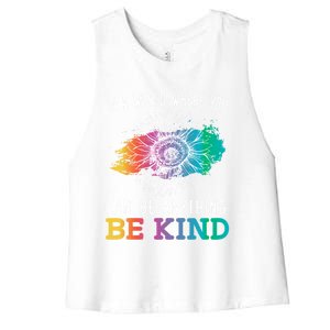 In A World Where You Can Be Anything Be Kind Kindness Gift Women's Racerback Cropped Tank