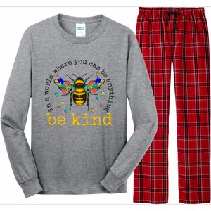 In A World Where You Can Be Anything Be Kind Bee Autism Gift Long Sleeve Pajama Set