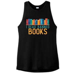 I Am With The Banned Books Funny I Read Banned Books Ladies PosiCharge Tri-Blend Wicking Tank