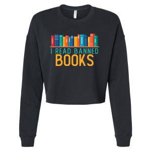 I Am With The Banned Books Funny I Read Banned Books Cropped Pullover Crew