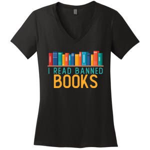 I Am With The Banned Books Funny I Read Banned Books Women's V-Neck T-Shirt