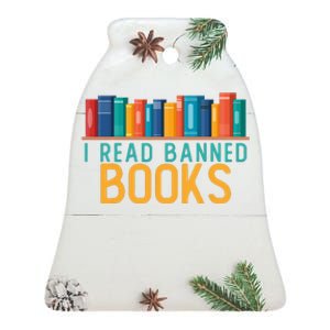 I Am With The Banned Books Funny I Read Banned Books Ceramic Bell Ornament