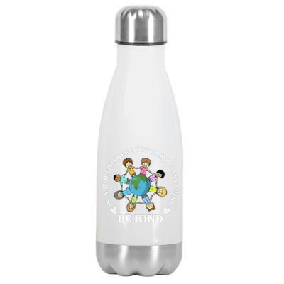 In A World Be Kind Earth Anti Bullying Unity Day Orange Stainless Steel Insulated Water Bottle