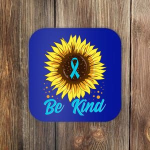 In A World Where You Can Be Anything Be Kind Sunflowers Funny Gift Coaster