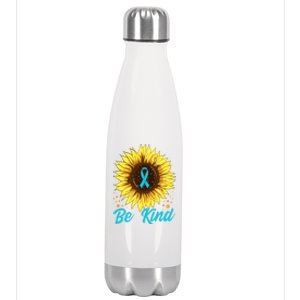 In A World Where You Can Be Anything Be Kind Sunflowers Funny Gift Stainless Steel Insulated Water Bottle