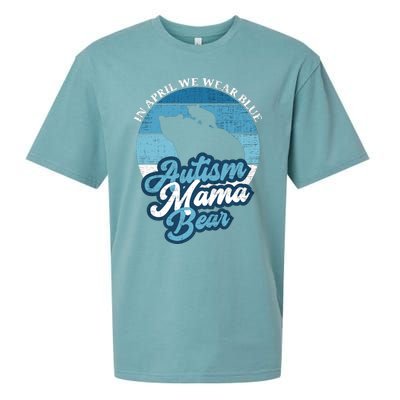 In April We Wear Blue Autism Mama Bear World Autism Day Gift Sueded Cloud Jersey T-Shirt