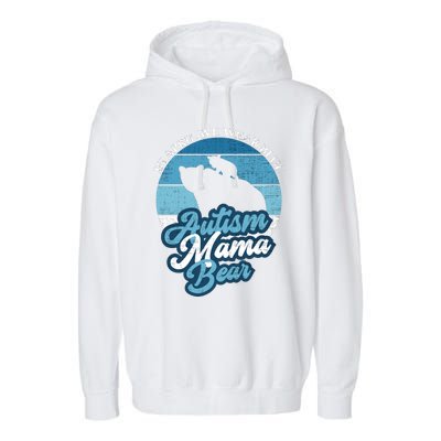 In April We Wear Blue Autism Mama Bear World Autism Day Gift Garment-Dyed Fleece Hoodie