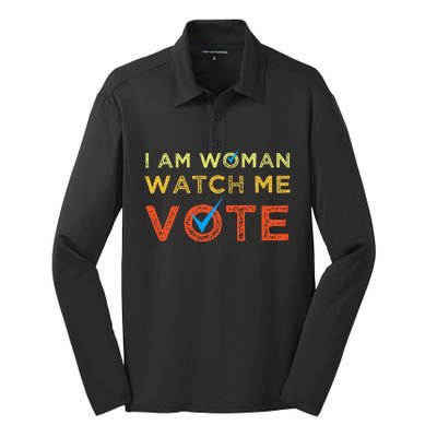 I Am Woman Watch Me Vote Silk Touch Performance Long Sleeve Polo