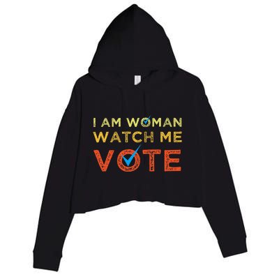 I Am Woman Watch Me Vote Crop Fleece Hoodie