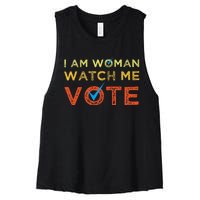 I Am Woman Watch Me Vote Women's Racerback Cropped Tank