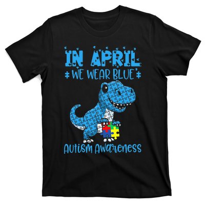 In April We Wear Blue ASD Awareness Dinosaur T-Shirt