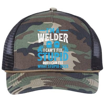 Im A Welder I Cant Fix Stupid Funny Welding Cool Gift Retro Rope Trucker Hat Cap