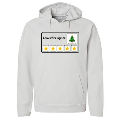 I Am Working For Christmas Break 5 Stars Xmas Tree Performance Fleece Hoodie