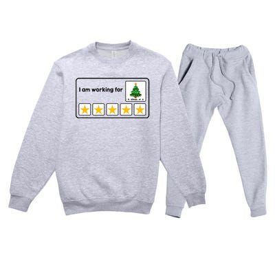 I Am Working For Christmas Break 5 Stars Xmas Tree Premium Crewneck Sweatsuit Set