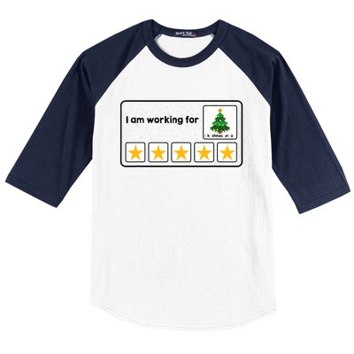 I Am Working For Christmas Break 5 Stars Xmas Tree Baseball Sleeve Shirt