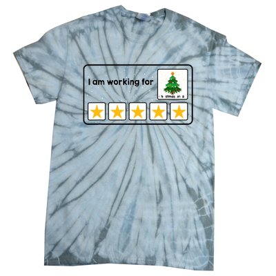 I Am Working For Christmas Break 5 Stars Xmas Tree Tie-Dye T-Shirt