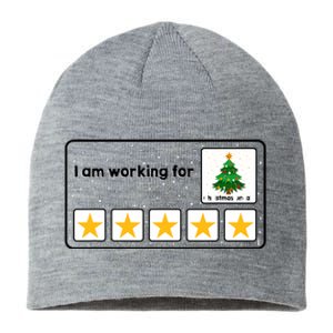 I Am Working For Christmas Break 5 Stars Xmas Tree Sustainable Beanie