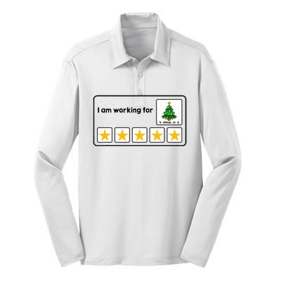 I Am Working For Christmas Break 5 Stars Xmas Tree Silk Touch Performance Long Sleeve Polo