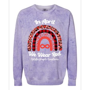 In April We Wear Red Instead Autism People Acceptance Gift Colorblast Crewneck Sweatshirt