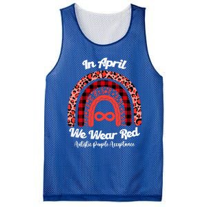 In April We Wear Red Instead Autism People Acceptance Gift Mesh Reversible Basketball Jersey Tank