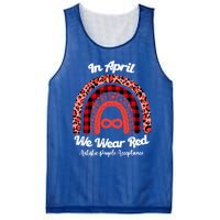 In April We Wear Red Instead Autism People Acceptance Gift Mesh Reversible Basketball Jersey Tank