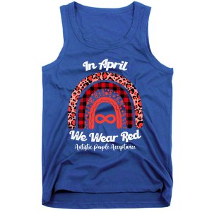 In April We Wear Red Instead Autism People Acceptance Gift Tank Top