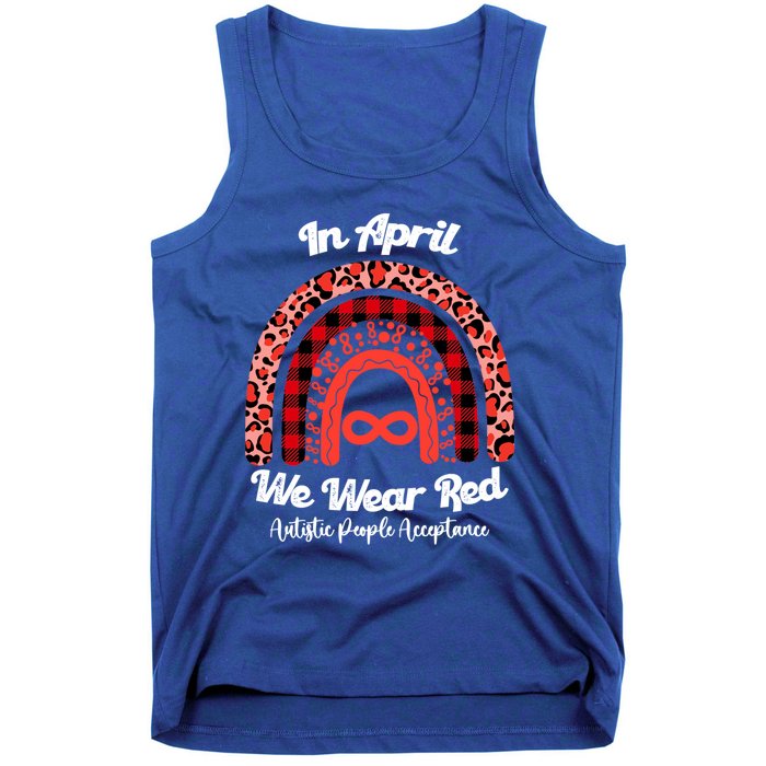 In April We Wear Red Instead Autism People Acceptance Gift Tank Top