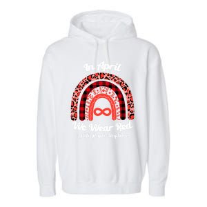 In April We Wear Red Instead Autism People Acceptance Gift Garment-Dyed Fleece Hoodie