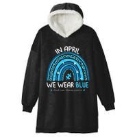 In April We Wear Blue Rainbow Autism puzzle Hooded Wearable Blanket