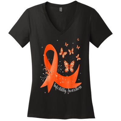 In April We Wear Orange Infertility Awareness Month Women's V-Neck T-Shirt